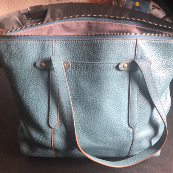 FOSSIL Pebble Leather blue Tote bag 💼 - Picture 8 of 16